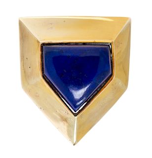 A Yellow Gold and Lapis Lazuli Pendant/Brooch, 17.10 dwts.