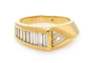 An 18 Karat Yellow Gold and Diamond Ring, 6.00 dwts.