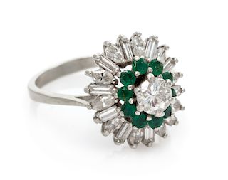 A Platinum, Diamond and Emerald Ring, 4.10 dwts.