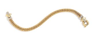 14 Karat Bicolor Gold and Diamond Bracelet, Italy, 11.10 dwts.