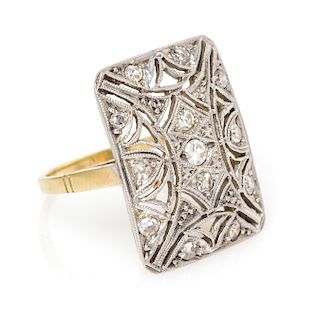A Silver Topped 18 Karat Yellow Gold and Diamond Filigree Ring, 3.00 dwts.