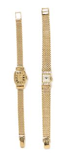 A Collection of Yellow Gold Wristwatches, 32.60 dwts.