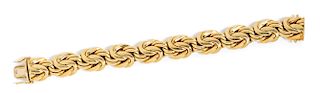 An 18 Karat Yellow Gold Flat Byzantine Link Bracelet, German, 42.50 dwts.