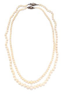 A Collection of Sterling Silver and Graduated Cultured Pearl Necklaces,
