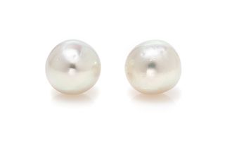 A Pair of White Gold and Cultured Pearl Earrings, 3.40 dwts.