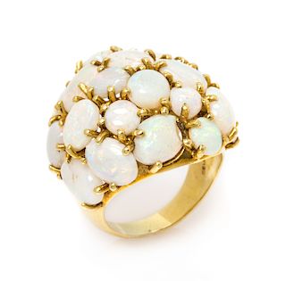 An 18 Karat Yellow Gold and Opal Cluster Ring, Celino, 8.30 dwts
