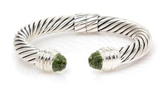 A Sterling Silver and Prasiolite 'Cable Classics' Bracelet, David Yurman, 35.80 dwts.