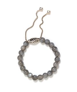 A Sterling Silver and Grey Moonstone 'Spiritual' Bead Bracelet, David Yurman, 12.55 dwts.