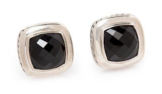A Pair of Sterling Silver and Onyx 'Albion' Earclips, David Yurman, 6.80 dwts.
