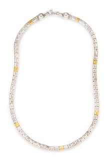 A Sterling Silver and 24 Karat Yellow Gold 'Vertifo' Necklace, Gurhan, 28.30 dwts.