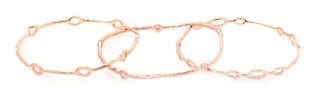 A Collection of Rose Gold Vermeil and Diamond Bangle Bracelets, Ippolita, 16.40 dwts.
