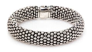A Sterling Silver Beaded 'Caviar' Bracelet, Lagos, 60.80 dwts.