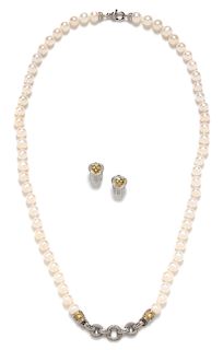 A Collection of Sterling Silver, 18 Karat Yellow Gold, Diamond and Cultured Pearl Jewelry, Judith Ripka, 44.80 dwts.