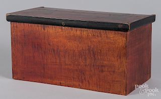 Tiger maple and mahogany inlaid valuables box