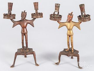 Pair of figural bronze king candelabras