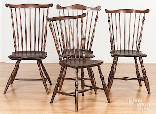 Four Pennsylvania combback Windsor chairs