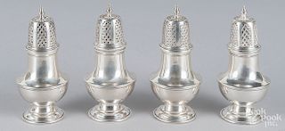 Set of four sterling silver shakers