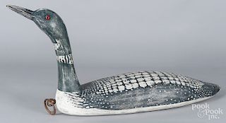 Oversized carved and painted loon decoy
