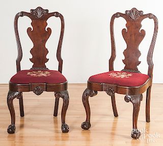 Pair of Chippendale style walnut side chairs