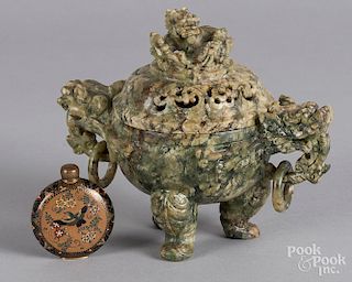 Chinese censer and a snuff bottle