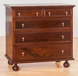 William and Mary style walnut chest of drawers
