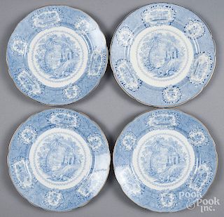 Four Staffordshire oriental plates