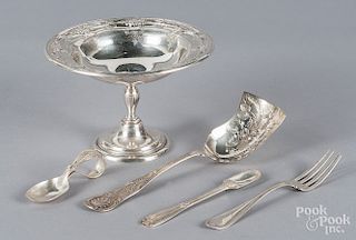 Sterling silver compote and flatware