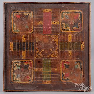 Painted mahogany double-sided gameboard