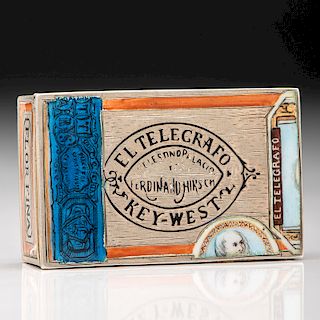 German .900 Silver El Telegrafo Cigar Box Match Safe