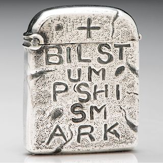 Silverplated Tombstone Match Safe