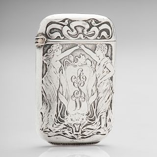 Art Nouveau Sterling Match Safe with Figural Decoration