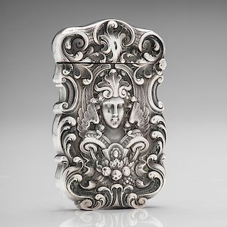 William B. Kerr & Co. Art Nouveau Sterling Match Safe with Winged Woman