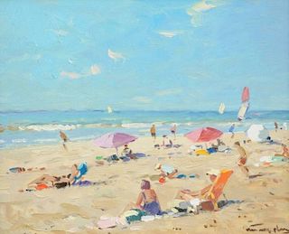 NIEK VAN DER PLAS (Dutch b. 1954) A PAINTING, "A Relaxing Summer Day,"