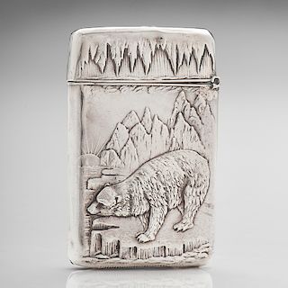 Rare Sterling Match Safe with Polar Bear on Ice