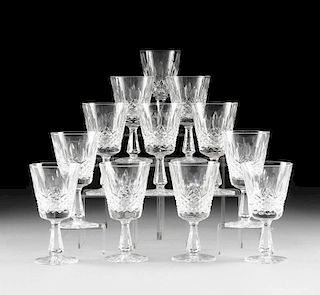 A SET OF TWELVE WATERFORD CUT CRYSTAL WATER GLASSES IN THE "KENMARE" PATTERN, IRELAND, DESIGNED CIRCA 1968,