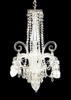 A GEORGIAN STYLE CUT CRYSTAL FOUR LIGHT CHANDELIER, POSSIBLY LATE 19TH CENTURY,