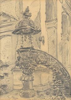 AUGUSTE RODIN (French 1840-1917) A DRAWING, "Detail de Dijon,"