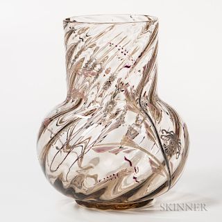 Emile Galle Enameled Art Glass Vase