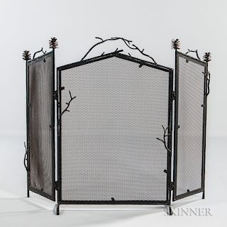 Palechek Trifold Arts and Crafts-style Firescreen