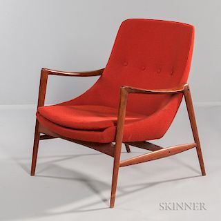 Westnofa Teak and Orange Upholstered Lounge Chair