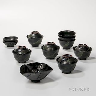 Nine Makoto Yabe (1947-2005) Studio Pottery Serving Items