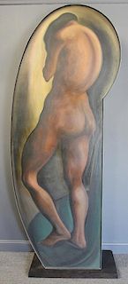 TOBIAS, Abraham. Female Nude. Oil on Shaped Canvas