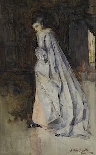 MELVILLE, Arthur. Watercolor. Portrait of a Lady.