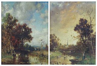 MCCORD, George. Pair of Oil on Board Landscapes.