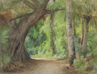 WOODWARD, Laura. Watercolor. Florida Landscape.