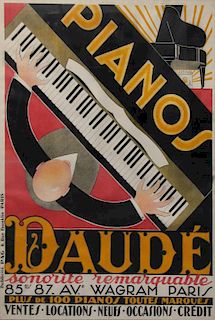 DAUDE, Andre. "Pianos Daude" Lithograph Poster.