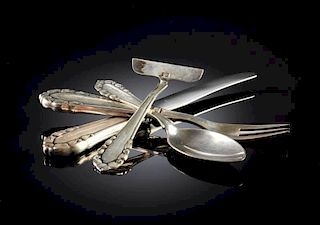 A FOUR PIECE GEORG JENSEN STERLING SILVER CHILD'S FLATWARE SET IN THE "LILY OF THE VALLEY" PATTERN, COPENHAGEN, DENMARK, CIRCA 1927-1930,