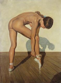 DE FRANGE, Anthony. Oil on Canvas. Nude Dancer