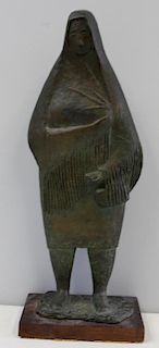 MONOGRAMMED VK. Patinated Bronze Sculpture of a