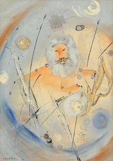 LUC JANETZKY (Belgian b. 1938) A PAINTING, "The Lion,"
